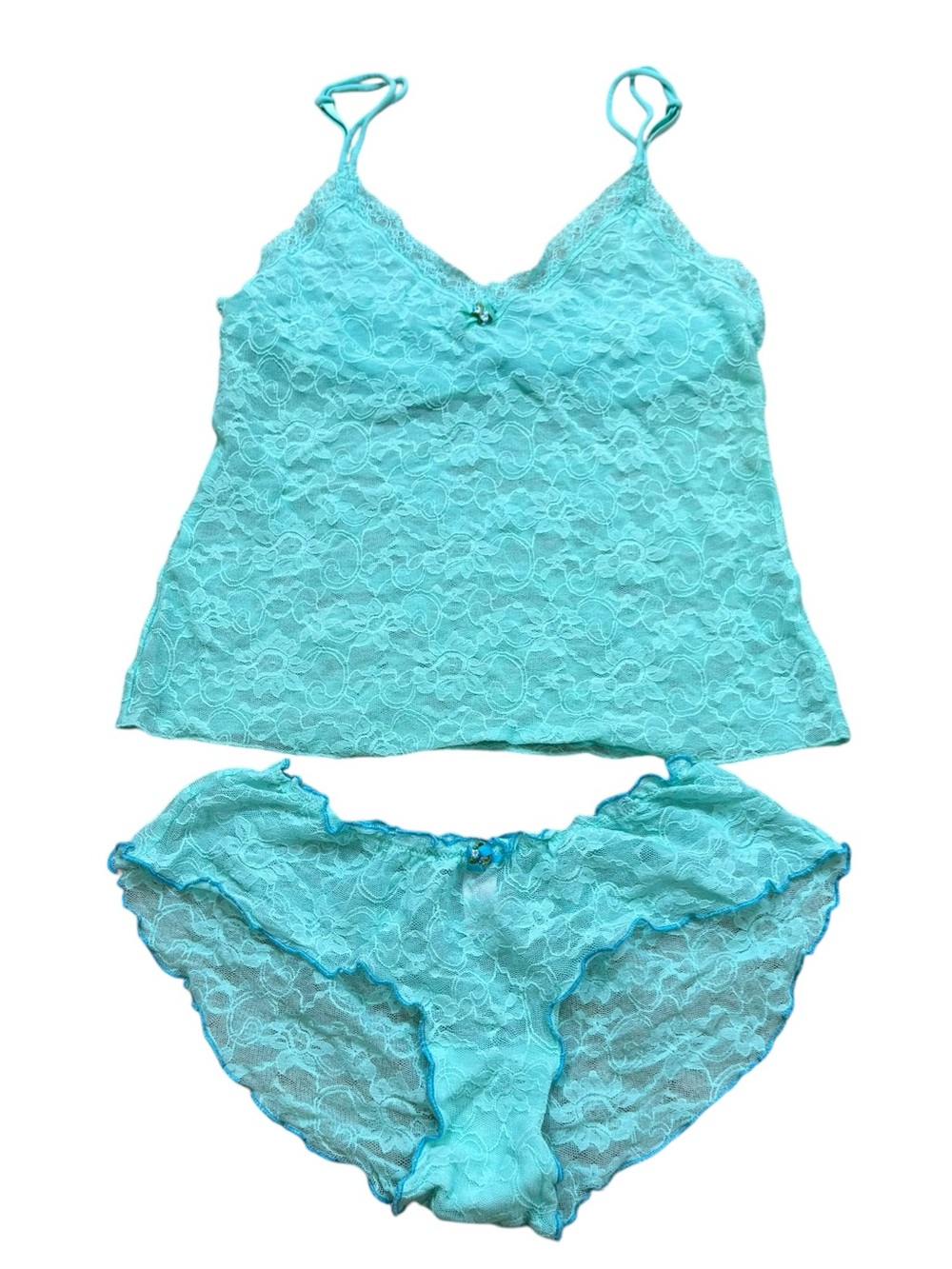 Victoria’s Secret Angels‎ Turquoise Lace Camisole and Matching Panties Size S/M
